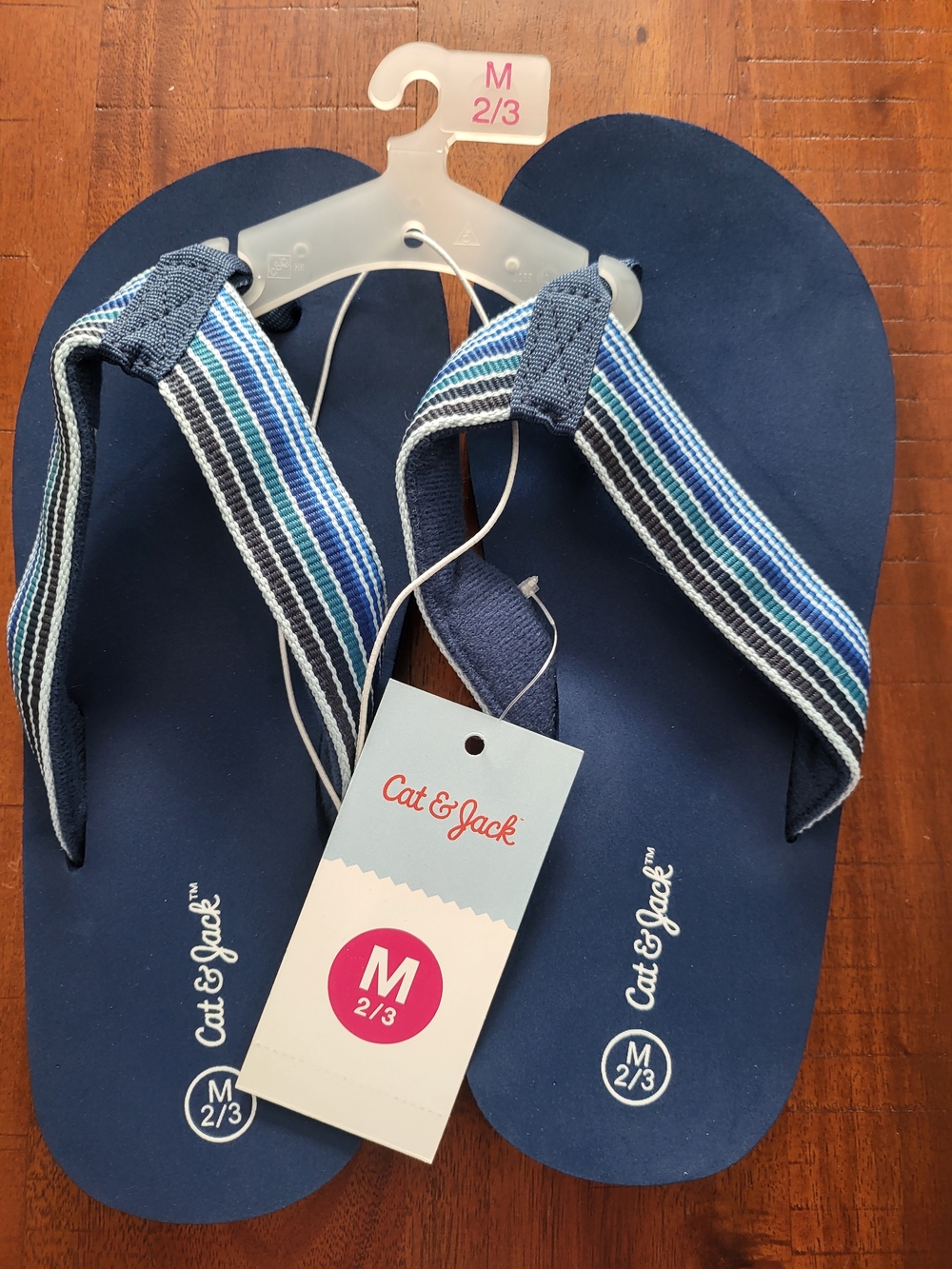Cat & Jack Navy Blue Striped Toddler Flip Flops